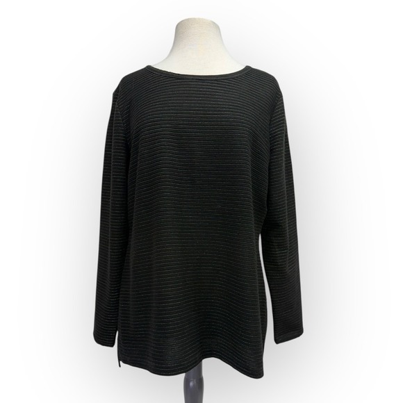 Cj By Cookie Johnson Tops - Christopher & Banks Black Metallic Stripe Long‎ Sleeve Top Size XL
